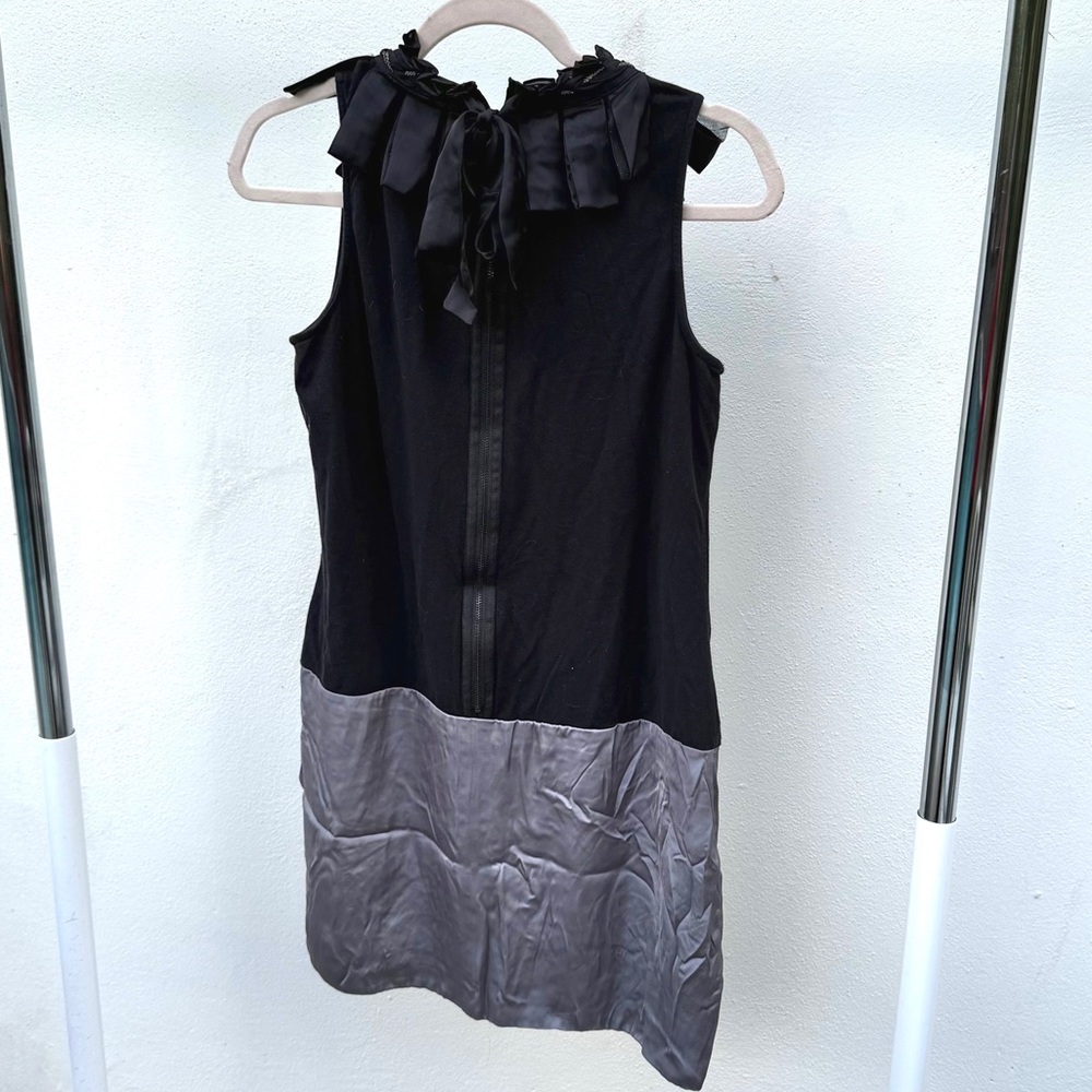 Y2K Black & Grey Ruffle Studded Office Siren Dress Size Medium - Picture 4 of 5